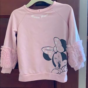 Fuzzy Sleeve Minnie Mouse Sweatshirt